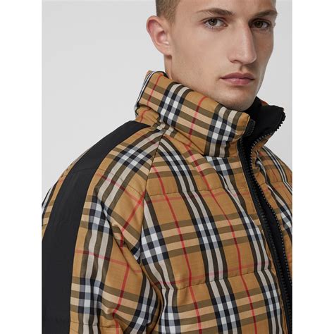 burberry vintage check down-filled hooded puffer jacket|burberry check cropped puffer jacket.